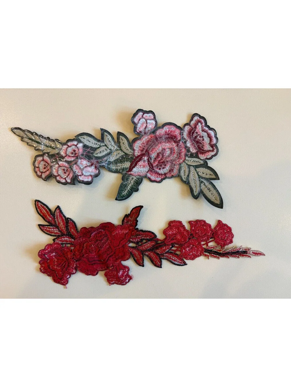 2 Pc Large Floral Rose Embroidered Applique Patch Pair Iron On Sew On Craft 12
